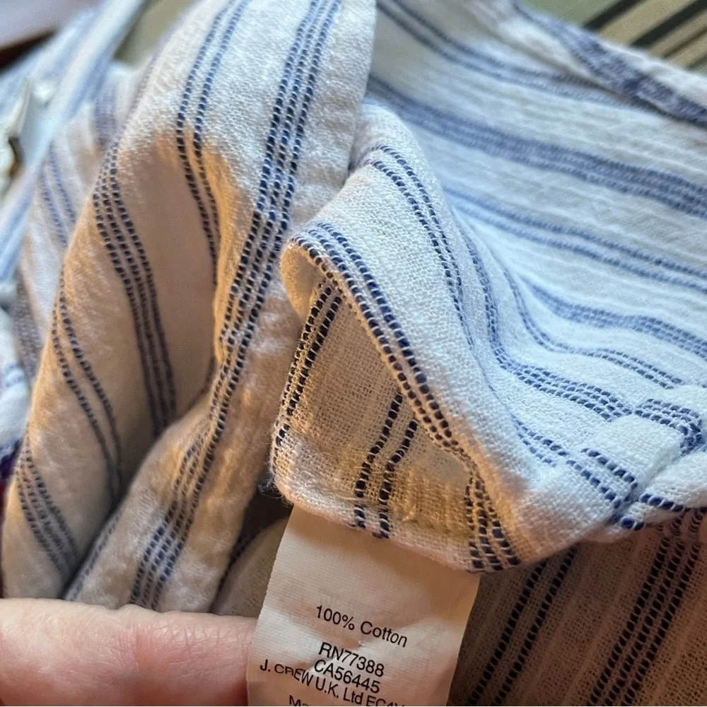 J Crew boho embroidered tunic dress mini dress striped, beach, coastal XS